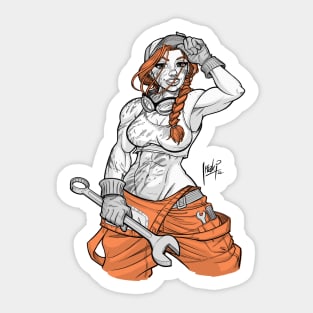 Mechanic pin-up Sticker